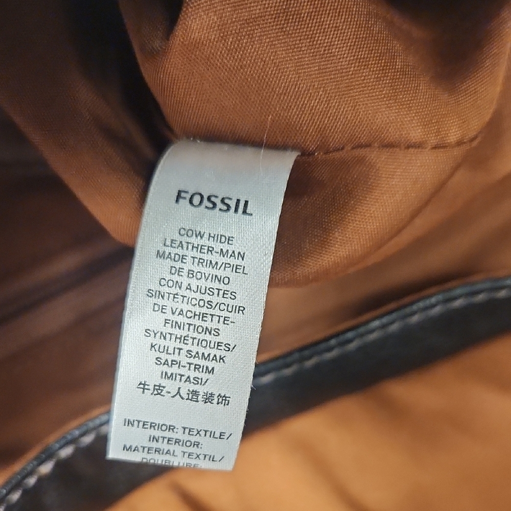Fossil Claire Black Leather Backpack With Brown Trim - Picture 8 of 9